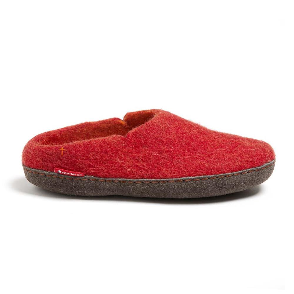 Classic Slipper - Red with Leather