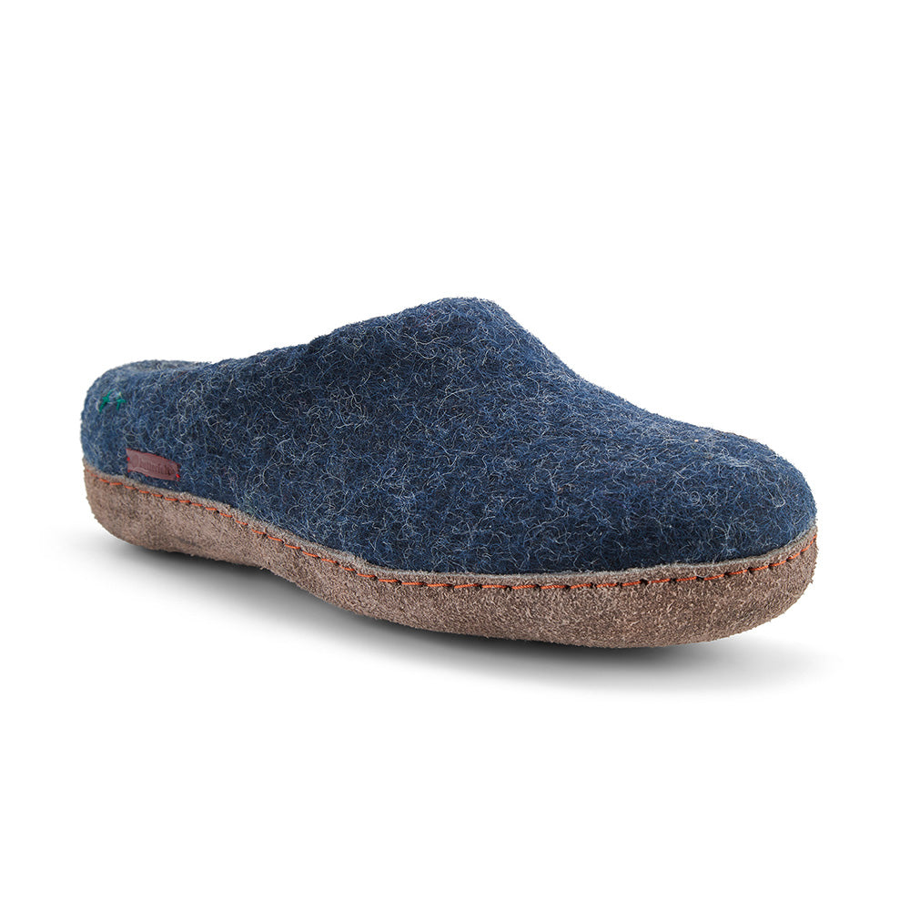 Classic Slipper - Navy with Leather