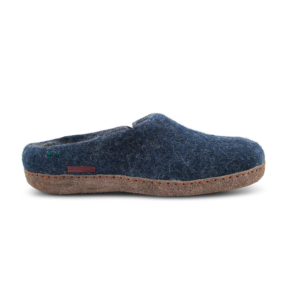 Classic Slipper - Navy with Leather