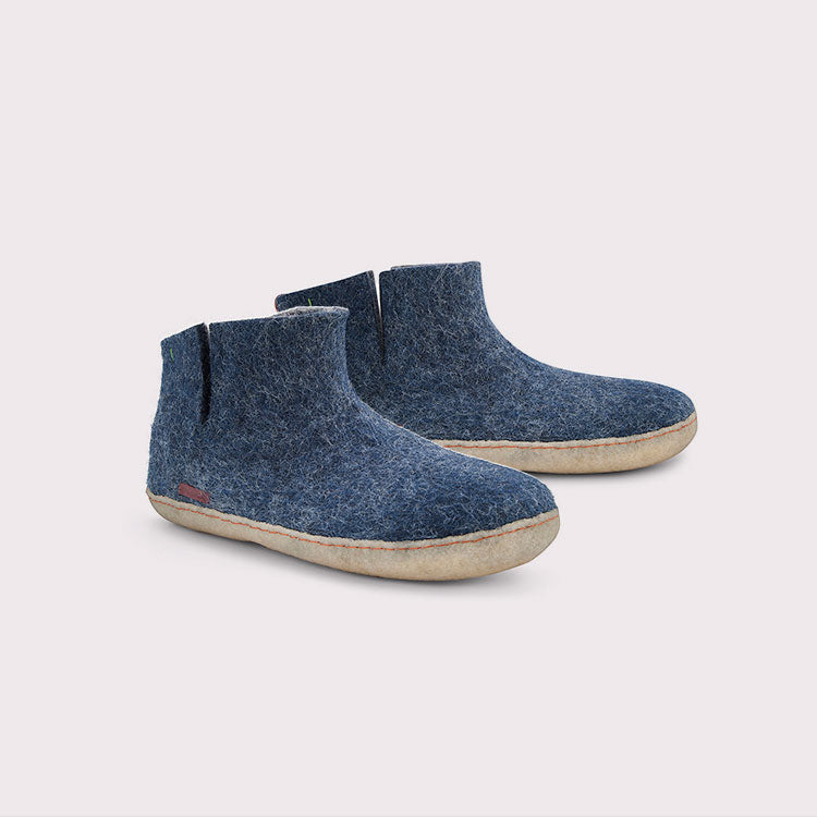 Betterfelt Classic Boot In Navy Blue With Rubber Sole
