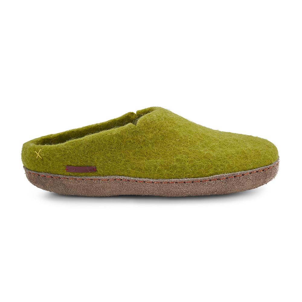 Classic Slipper - Lime Green with Leather